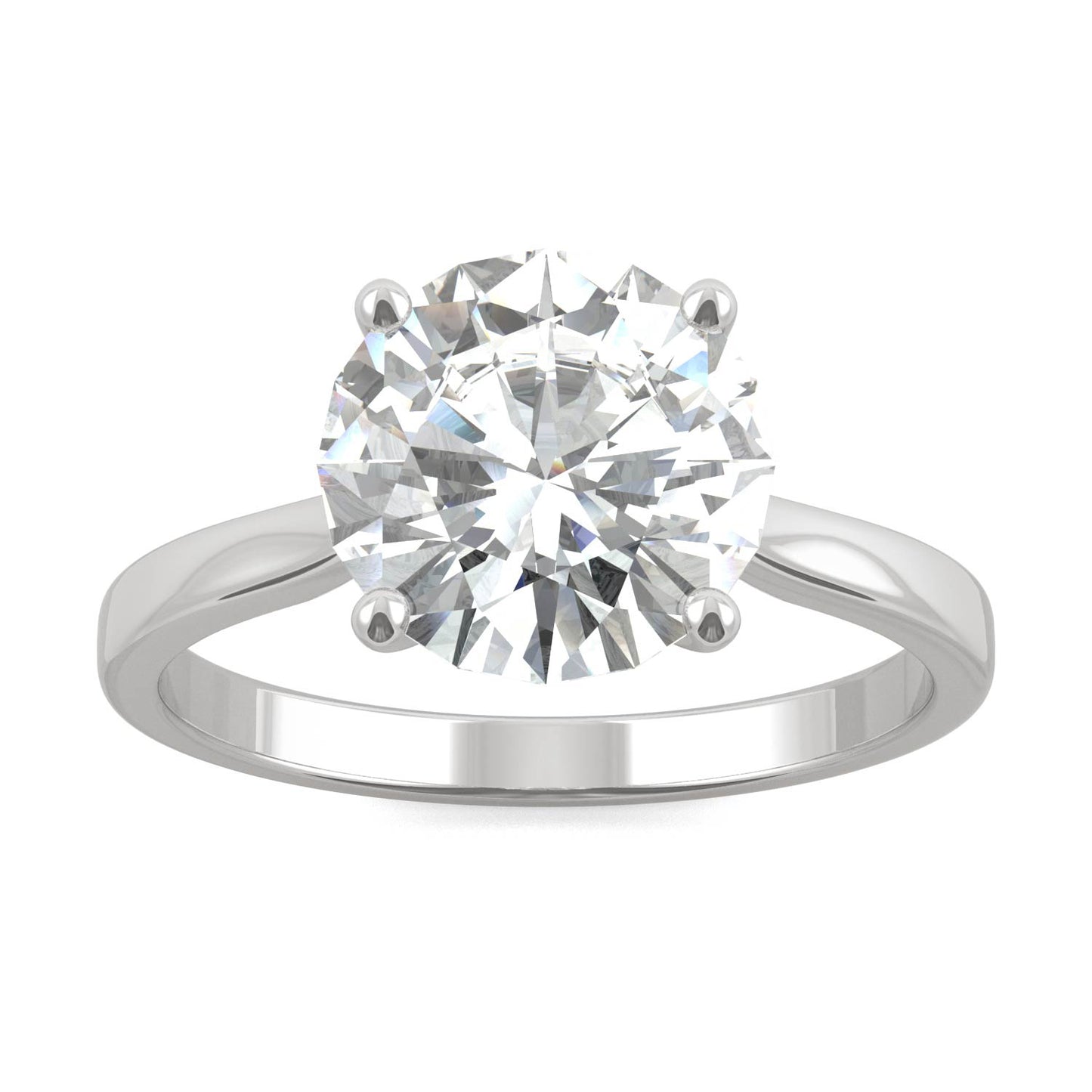 14K White Gold 2.40CT LGD-G Round Brilliant Cathedral Solitaire Ring Size 8.0