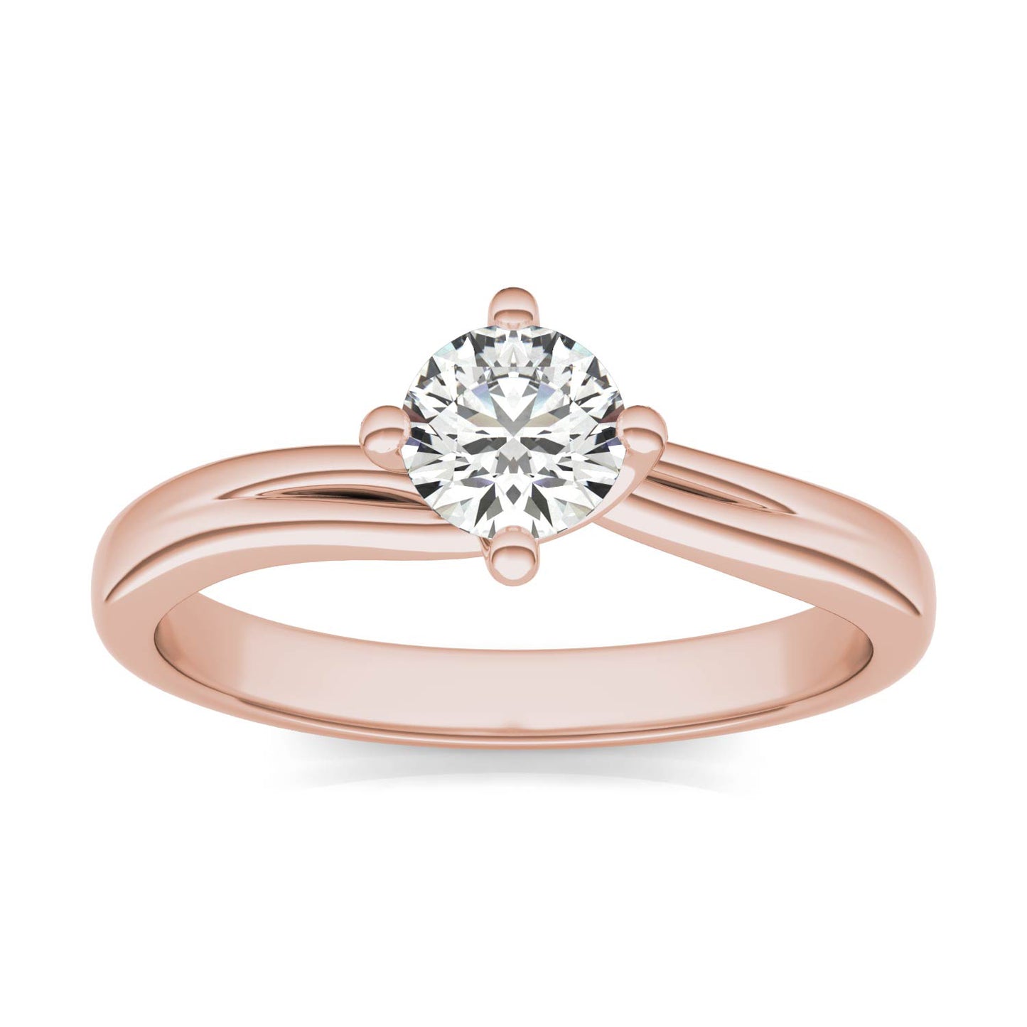 1/2 CTW Round Caydia Lab Grown Diamond Four Prong Twist Solitaire Engagement Ring 14K Rose Gold