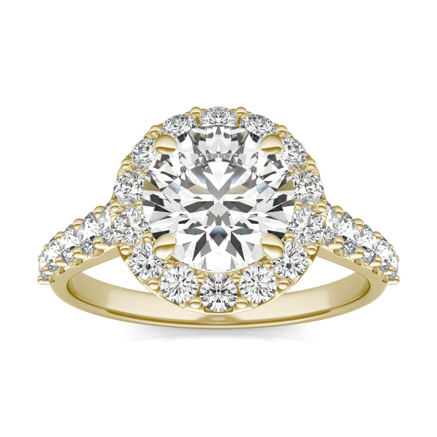 18K Yellow Gold 2.01CT LGD-F Round Brilliant Halo Ring Size 5.0