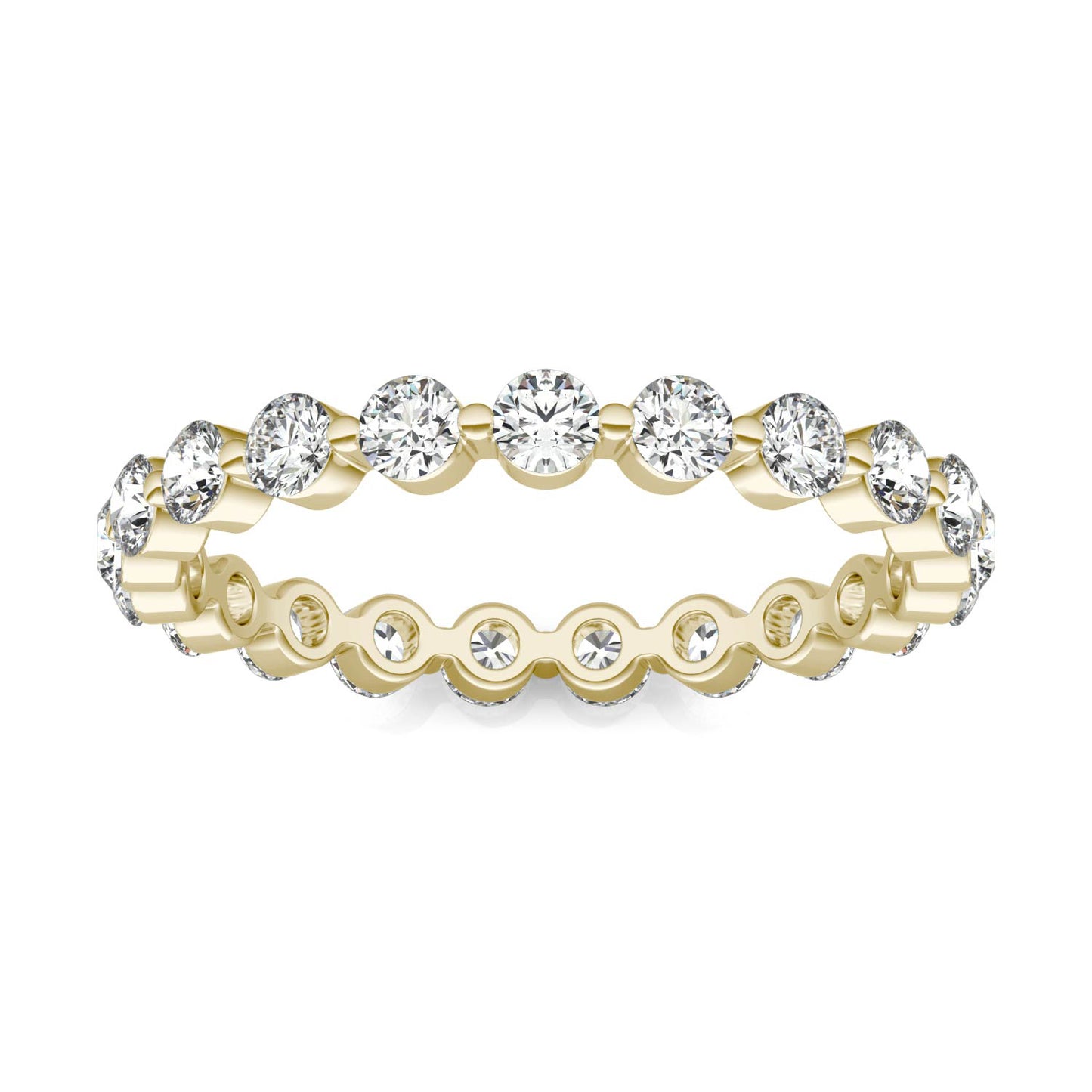 **Special Order - Round Brilliant Single Prong Eternity Band (1 ct. tw.) Forever One Moissanite, 14K Yellow Gold, Ring Size 5.5
