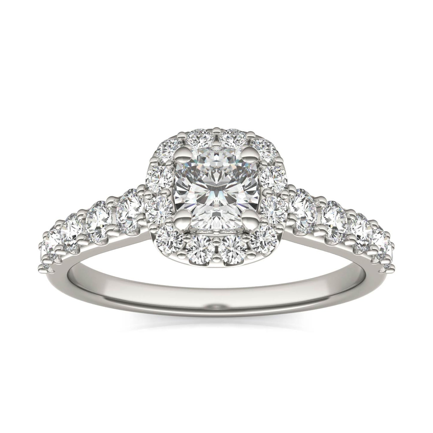 1 1/5 CTW Cushion Caydia Lab Grown Diamond Shared Prong Halo Engagement Ring 14K White Gold