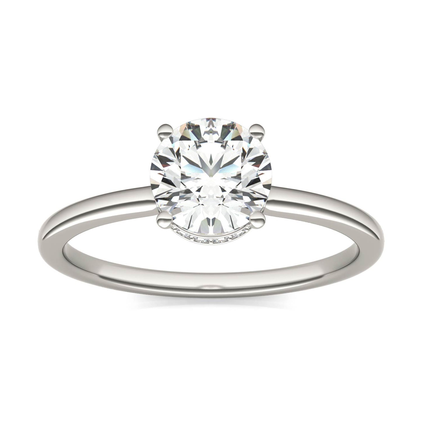 1 1/10 CTW Round Caydia Lab Grown Diamond Hidden Halo Solitaire Ring 18K White Gold