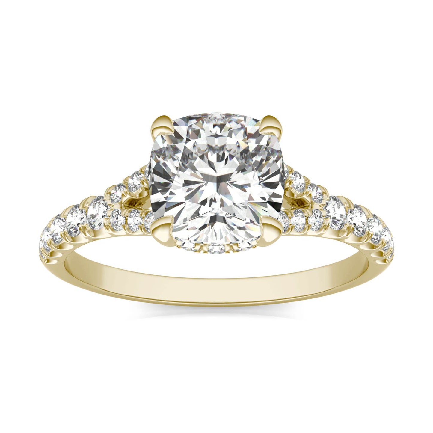 2 1/8 CTW Cushion Caydia Lab Grown Diamond Ring 14K Yellow Gold, SIZE 7.0 Stone Color G
