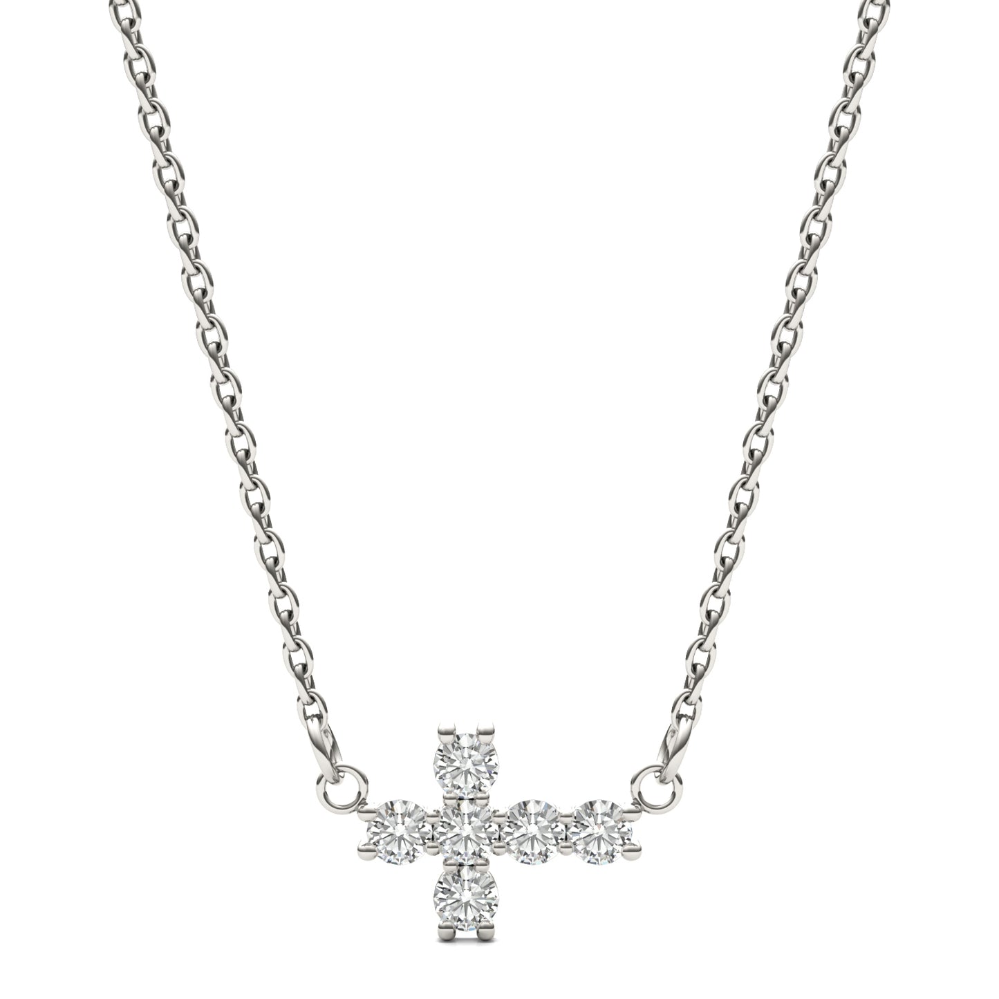 0.18 CTW DEW Round Forever One™ Moissanite East West Cross Necklace