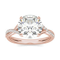 3.46 CTW DEW Round Forever One Moissanite Signature Twist Engagement Ring 14K Rose Gold
