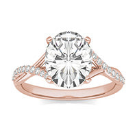3.20 CTW DEW Oval Forever One Moissanite Signature Twist Engagement Ring 14K Rose Gold