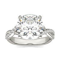 4.55 CTW DEW Round Forever One Moissanite Signature Twist Engagement Ring 14K White Gold