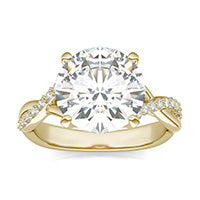 4.55 CTW DEW Round Forever One Moissanite Signature Twist Engagement Ring 14K Yellow Gold