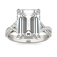 5.24 CTW DEW Emerald Forever One Moissanite Signature Twist Engagement Ring 14K White Gold