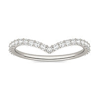 0.50 CTW DEW Round Forever One Moissanite Signature Curved Wedding Ring 14K White Gold