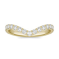 0.57 CTW DEW Round Forever One Moissanite Signature Curved Wedding Ring 14K Yellow Gold