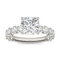 3.56 CTW DEW Cushion Forever One Moissanite Trellis Engagement Ring 14K White Gold