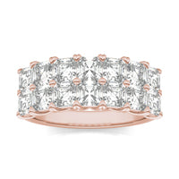 3.08 CTW DEW Asscher Forever One Moissanite Double Row Anniversary Ring 14K Rose Gold