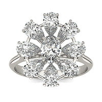 3 1/8 CTW Oval Caydia Lab Grown Diamond Couture Halo Statement Ring 18K White Gold