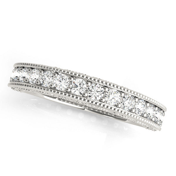 ** Special Order - Forever One Moissanite Milgrain Wedding Band in 14K White Gold, Ring Size 4.5