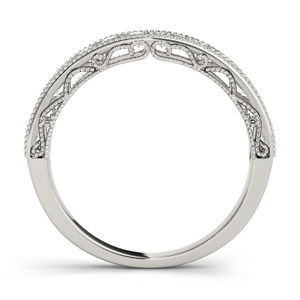 ** Special Order - Forever One Moissanite Milgrain Wedding Band in 14K White Gold, Ring Size 4.5