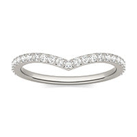 0.38 CTW DEW Round Forever One Moissanite Signature Curved Wedding Ring 14K White Gold