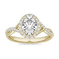 1.87 CTW DEW Oval Forever One Moissanite Signature Twist Halo Engagement Ring 14K Yellow Gold