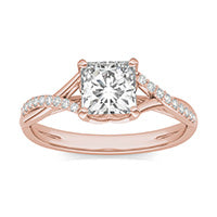 1.04 CTW DEW Princess Forever One Moissanite Signature Twist Engagement Ring 14K Rose Gold
