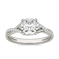 1.18 CTW DEW Round Forever One Moissanite Signature Twist Engagement Ring 14K White Gold