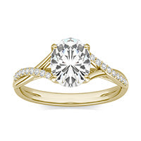 1.64 CTW DEW Oval Forever One Moissanite Signature Twist Engagement Ring 14K Yellow Gold