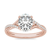 1.64 CTW DEW Oval Forever One Moissanite Signature Twist Engagement Ring 14K Rose Gold