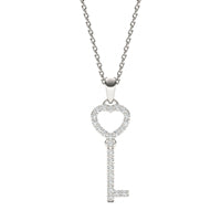 1/5 CTW Round Caydia Lab Grown Diamond Heart Key Necklace 14K White Gold
