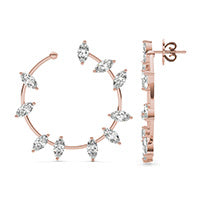 4 CTW Marquise Caydia Lab Grown Diamond Couture Bypass Hoop Earrings 14K Rose Gold