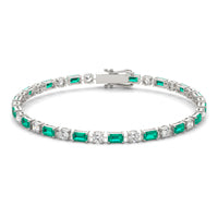 2 1/2 CTW Round Caydia Lab Grown Diamond Alternating Tennis Bracelet 18K White Gold featuring Created Emerald