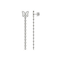 3/4 CTW Round Caydia Lab Grown Diamond Butterfly Drop Earrings 14K White Gold