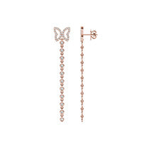 3/4 CTW Round Caydia Lab Grown Diamond Butterfly Drop Earrings 14K Rose Gold