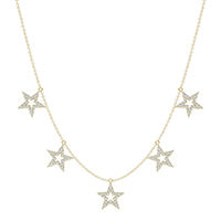 2/3 CTW Round Caydia Lab Grown Diamond Star Station Necklace 14K Yellow Gold