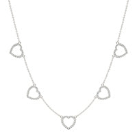 5/8 CTW Round Caydia Lab Grown Diamond Heart Station Necklace 14K White Gold