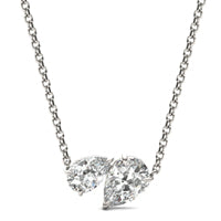 1.20 CTW DEW Pear Forever One Moissanite Toi et Moi Necklace 14K White Gold