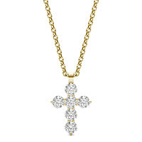 1/2 CTW Round Caydia Lab Grown Diamond Cross Necklace 14K Yellow Gold