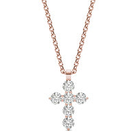 1/2 CTW Round Caydia Lab Grown Diamond Cross Necklace 14K Rose Gold