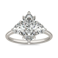 2.60 CTW DEW Marquise Forever One Moissanite Three Stone Ring 14K White Gold