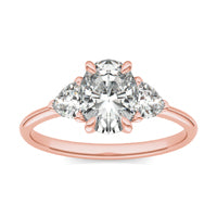 1.90 CTW DEW Oval Forever One Moissanite Three Stone Ring 14K Rose Gold
