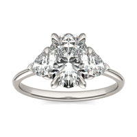 2.70 CTW DEW Oval Forever One Moissanite Three Stone Ring 14K White Gold