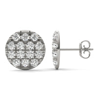 1 2/5 CTW Round Caydia Lab Grown Diamond Pavé Stud Earrings 14K White Gold