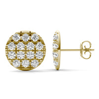 1 2/5 CTW Round Caydia Lab Grown Diamond Pavé Stud Earrings 14K Yellow Gold