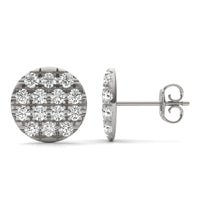 1 CTW Round Caydia Lab Grown Diamond Pavé Stud Earrings 14K White Gold