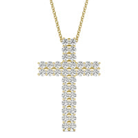 1 7/8 CTW Round Caydia Lab Grown Diamond Double Row Cross Necklace 14K Yellow Gold