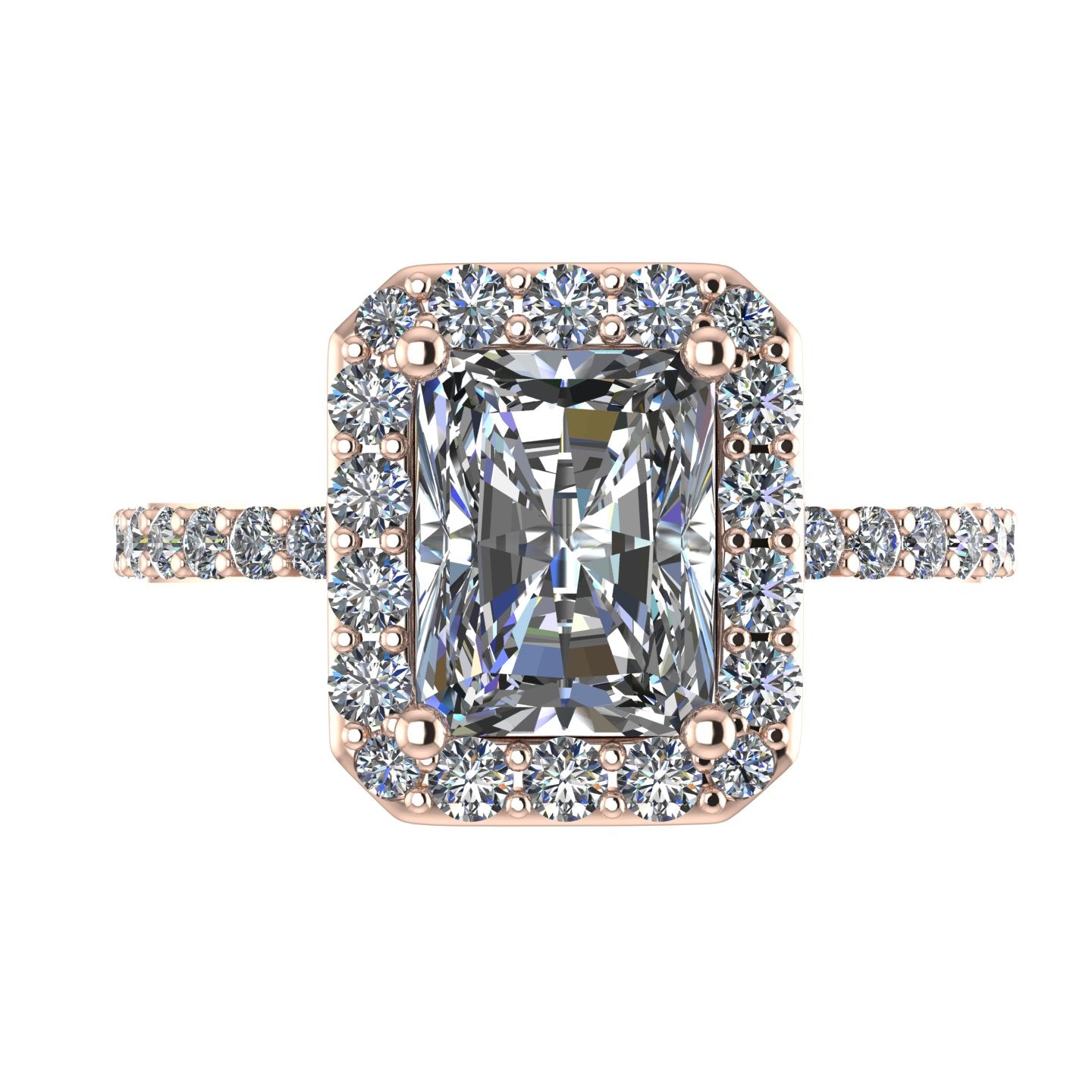 **Special Order - Caydia Lab Grown Diamond Radiant Elevated Halo Engagement Ring in 14K Rose Gold, Ring Size 6.0