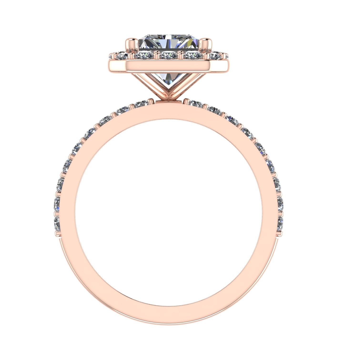 **Special Order - Caydia Lab Grown Diamond Radiant Elevated Halo Engagement Ring in 14K Rose Gold, Ring Size 6.0