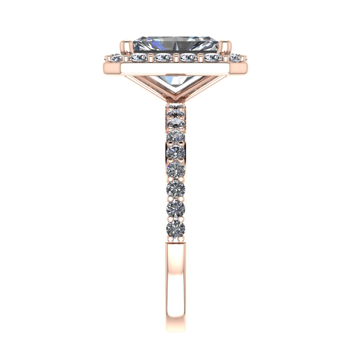 **Special Order - Caydia Lab Grown Diamond Radiant Elevated Halo Engagement Ring in 14K Rose Gold, Ring Size 6.0