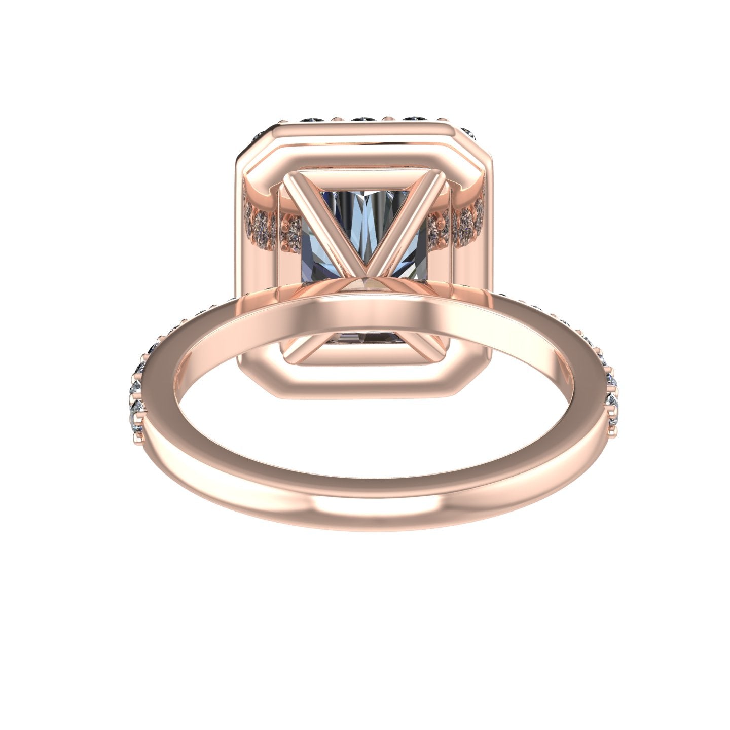 **Special Order - Caydia Lab Grown Diamond Radiant Elevated Halo Engagement Ring in 14K Rose Gold, Ring Size 6.0