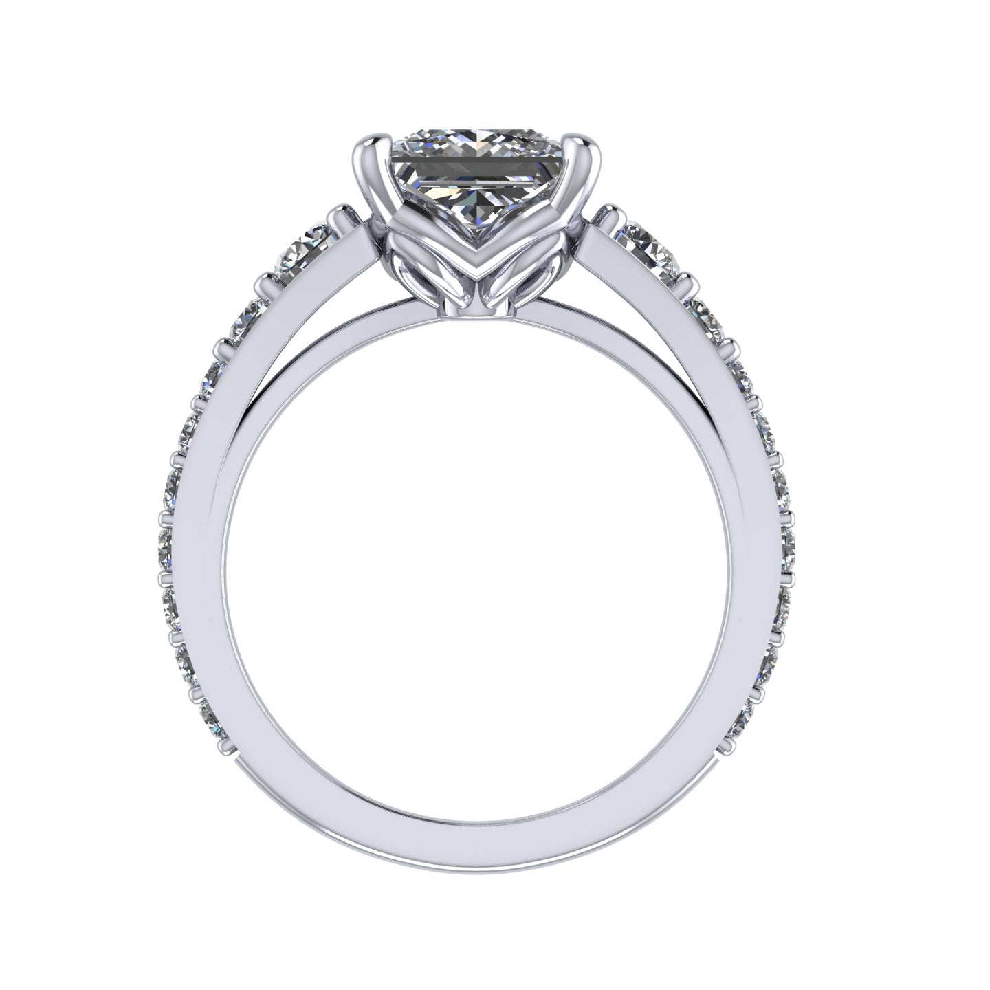 **Special Order - 1.50 Ct. Princess Signature Graduated Side-Stone Engagement Ring in 14K White Gold, Ring Size 5.5
