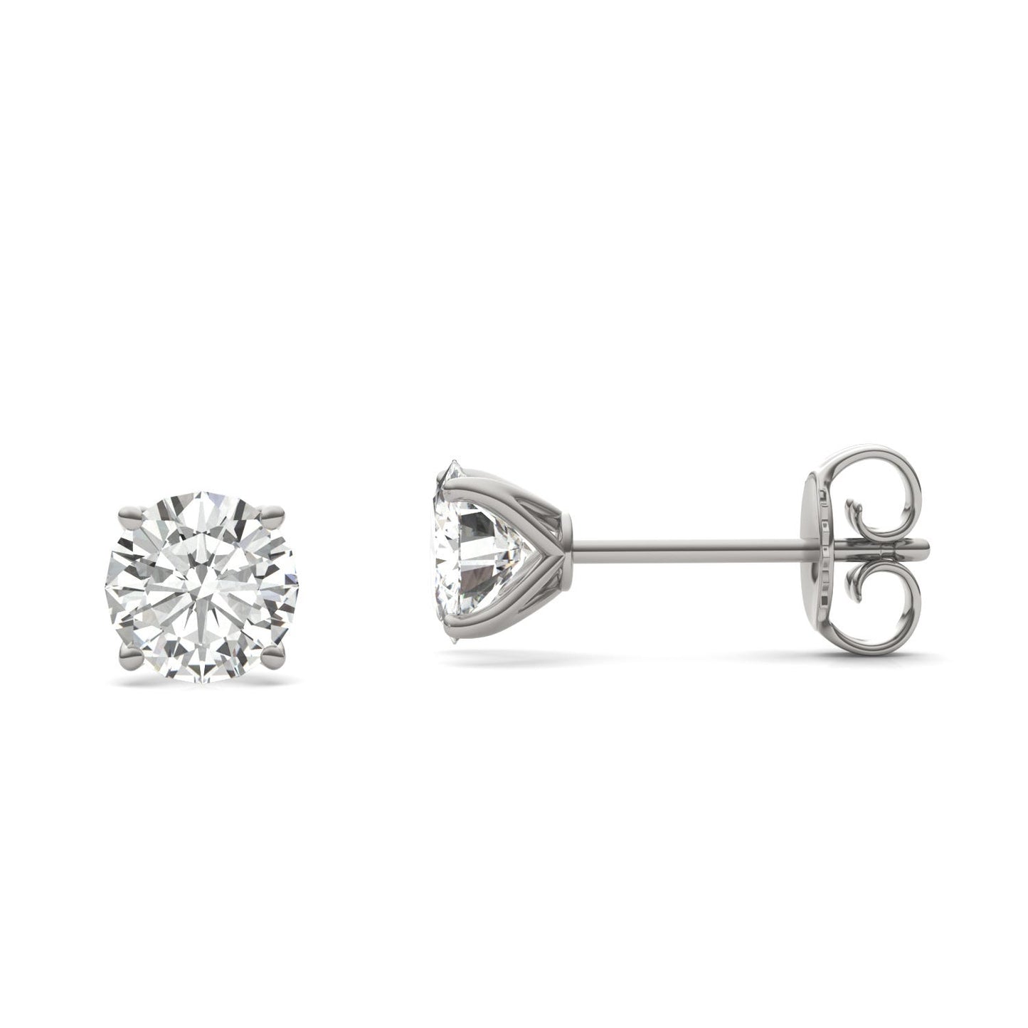 0.51 CTW DEW Round Forever One Moissanite Four Prong Martini Stud Earrings in Platinum