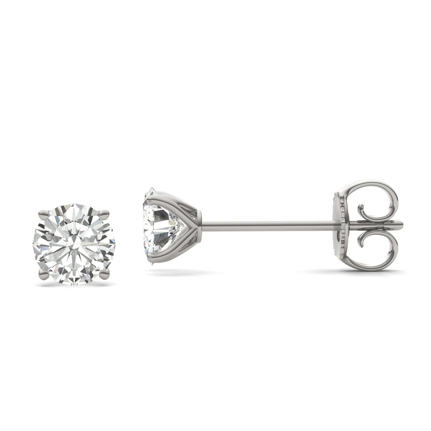 2.08 CTW DEW Round Forever One Moissanite Four Prong Martini Stud Earrings in Platinum